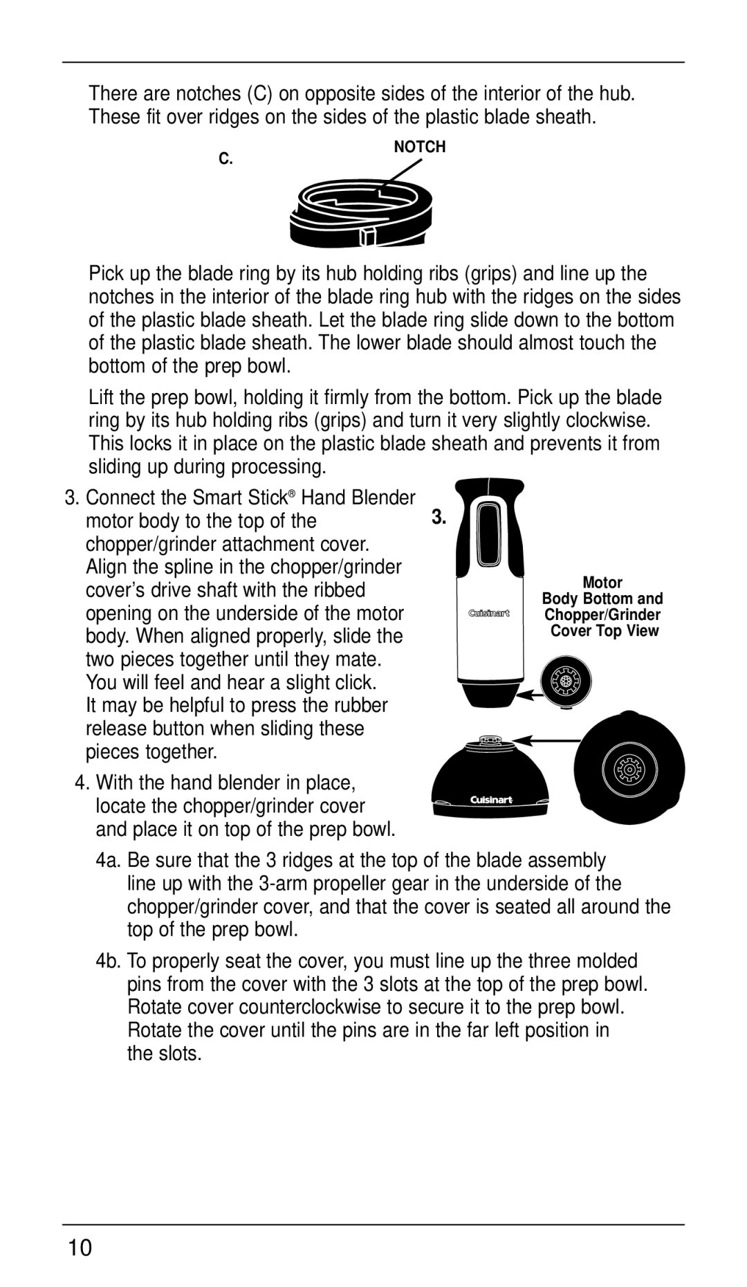 Cuisinart CSB-77 manual Two pieces together until they mate, Release button when sliding these pieces together 