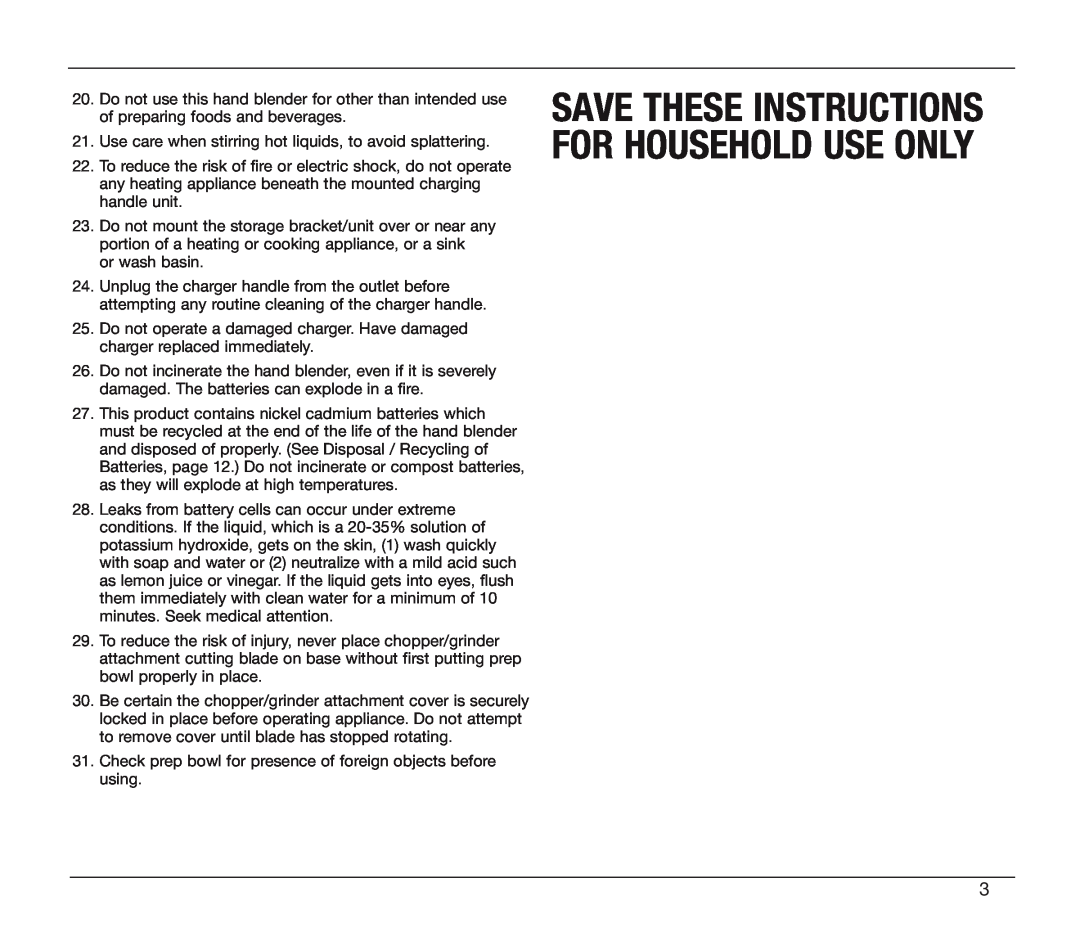 Cuisinart CSB-78 manual Save These Instructions For Household Use Only 
