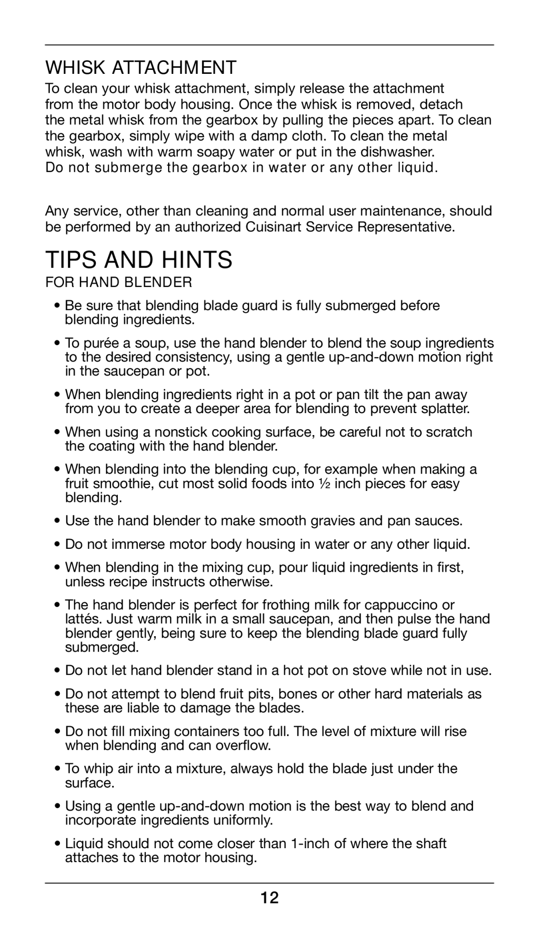 Cuisinart CSB-79 manual Tips and Hints, For Hand Blender 