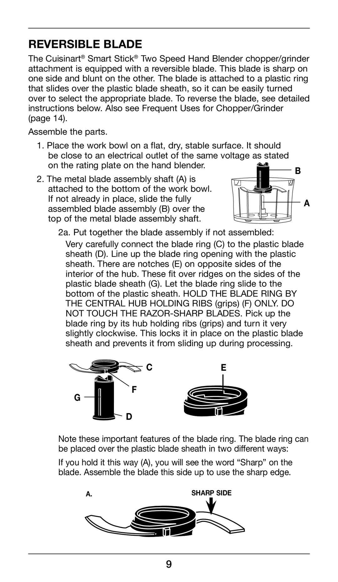 Cuisinart CSB-79 manual Reversible Blade 