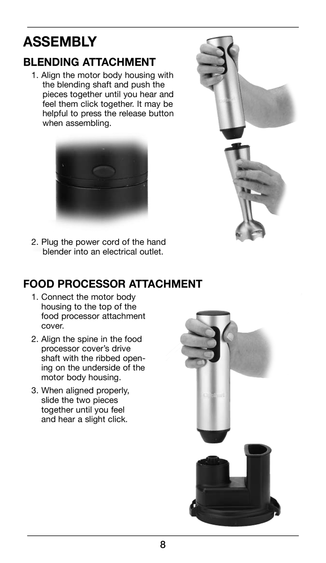 Cuisinart CSB-80 manual Assembly, Blending Attachment 