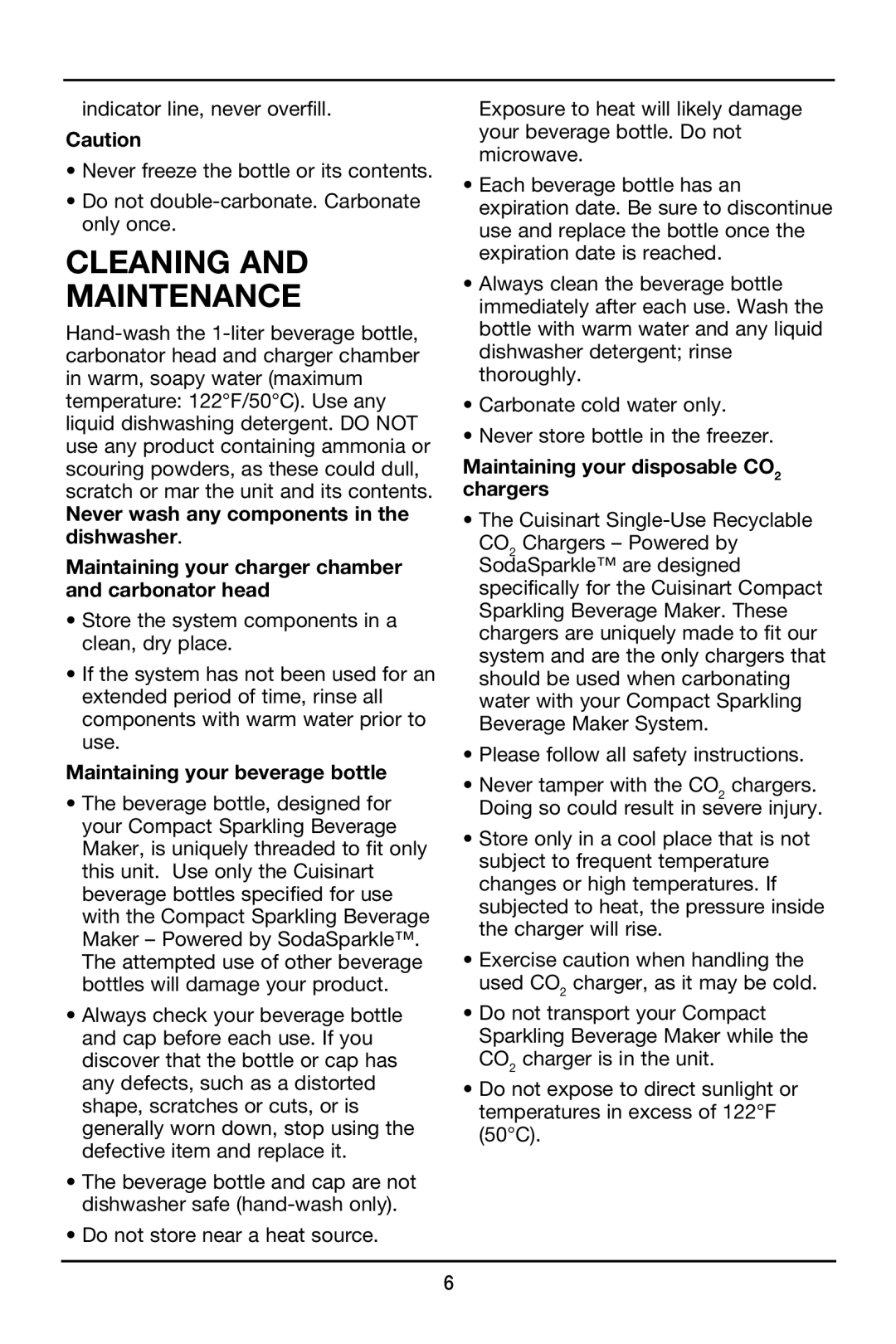 Cuisinart CSS-100 manual Cleaning and maintenance 