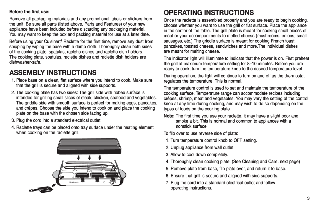 Cuisinart CR-8, Cuisinart manual Assembly Instructions, Operating Instructions, Before the first use 