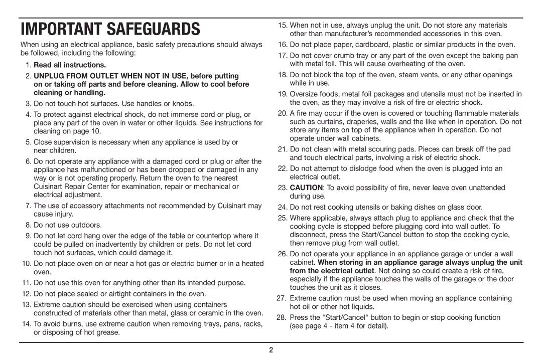 Cuisinart Cuisinart, CSO-300 manual Important Safeguards 