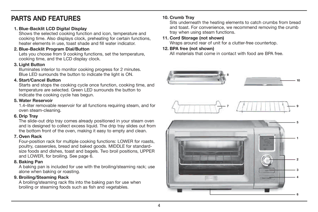 Cuisinart Cuisinart, CSO-300 manual Parts and Features 