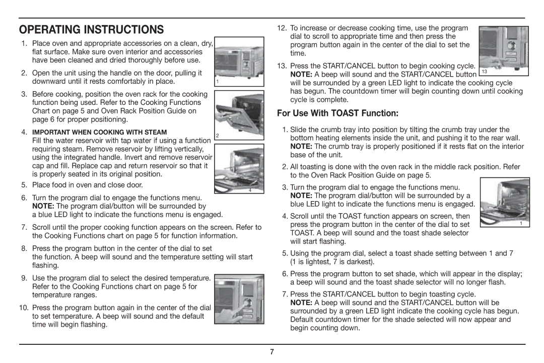 Cuisinart CSO-300, Cuisinart manual Operating Instructions, For Use With Toast Function, Cycle is complete, Base of the unit 