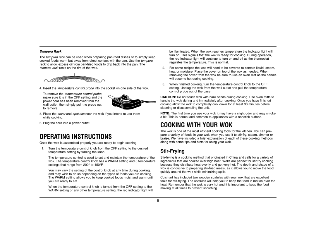 Cuisinart WOK-703, Cuisinart Electric Wok manual Operating Instructions, Cooking with Your WOK, Stir-Frying 