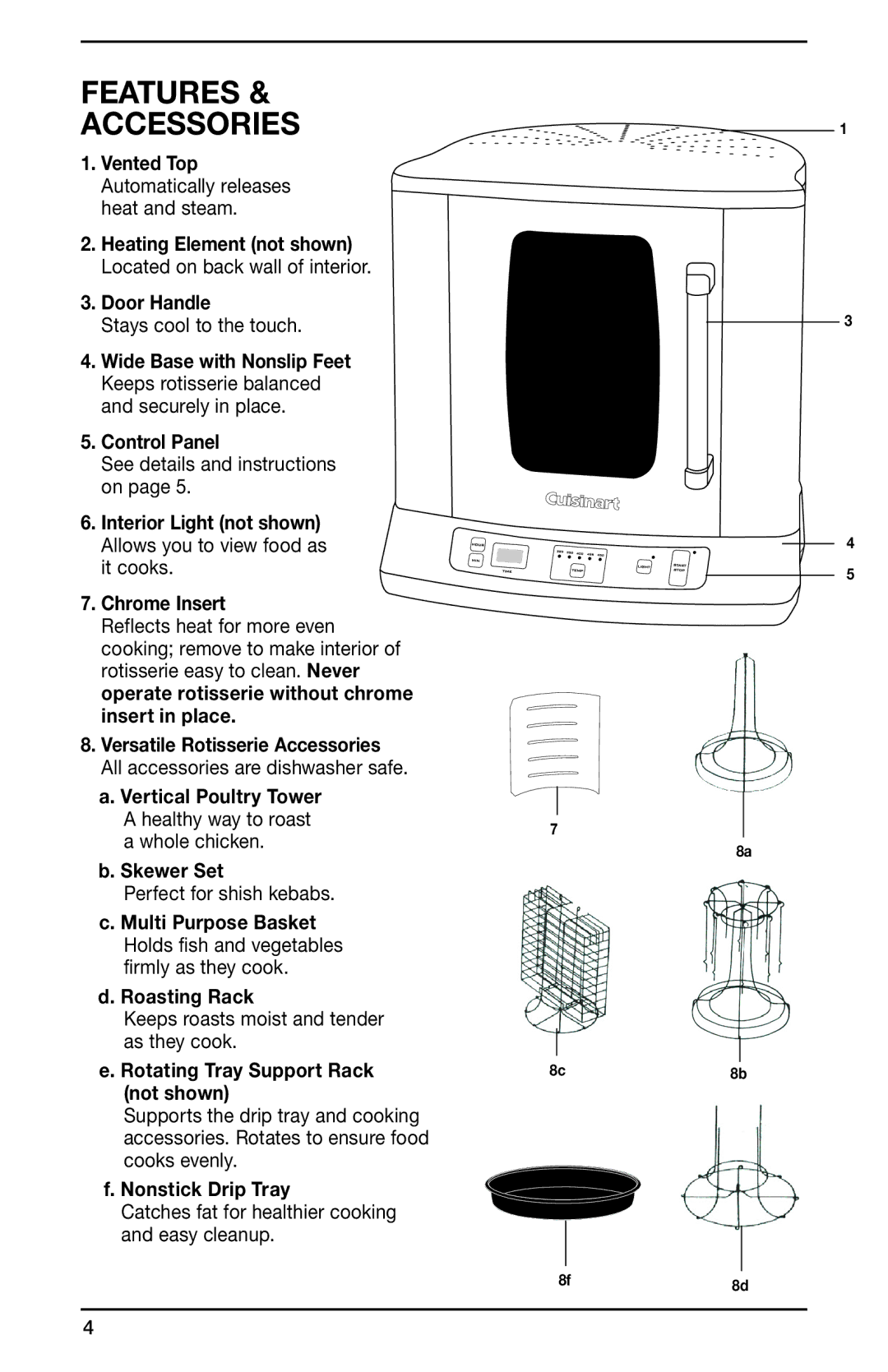 Cuisinart CVR-1000, IB-8463A manual Features, Accessories 