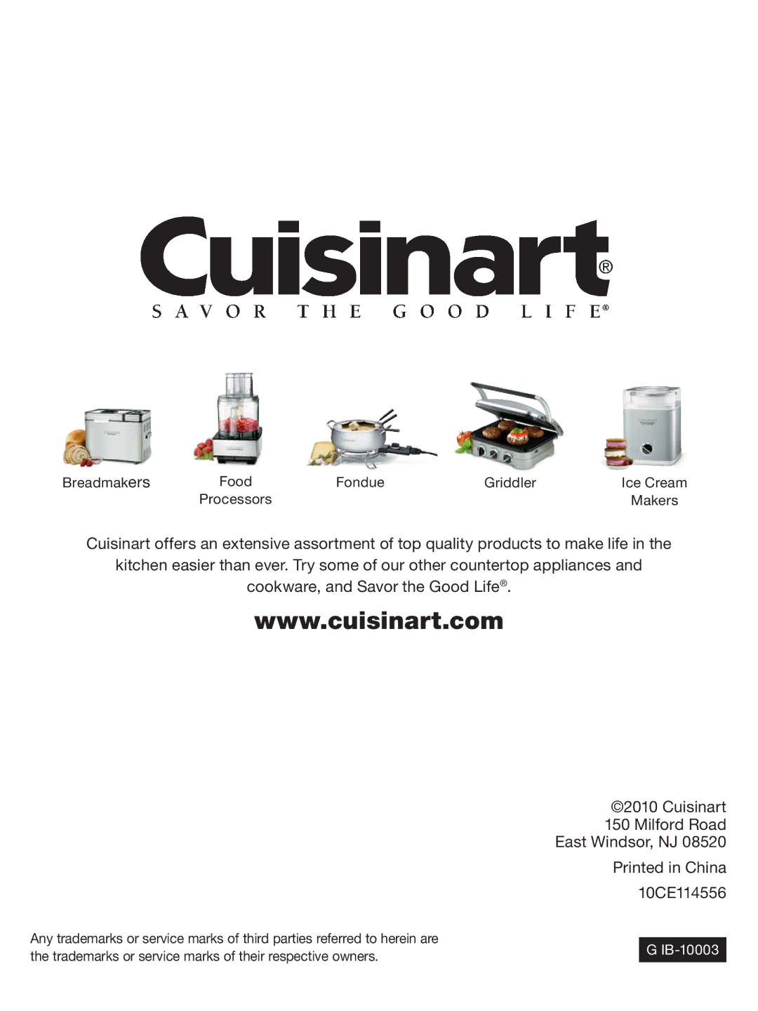 Cuisinart CWC-1200DZ manual IB-10003 