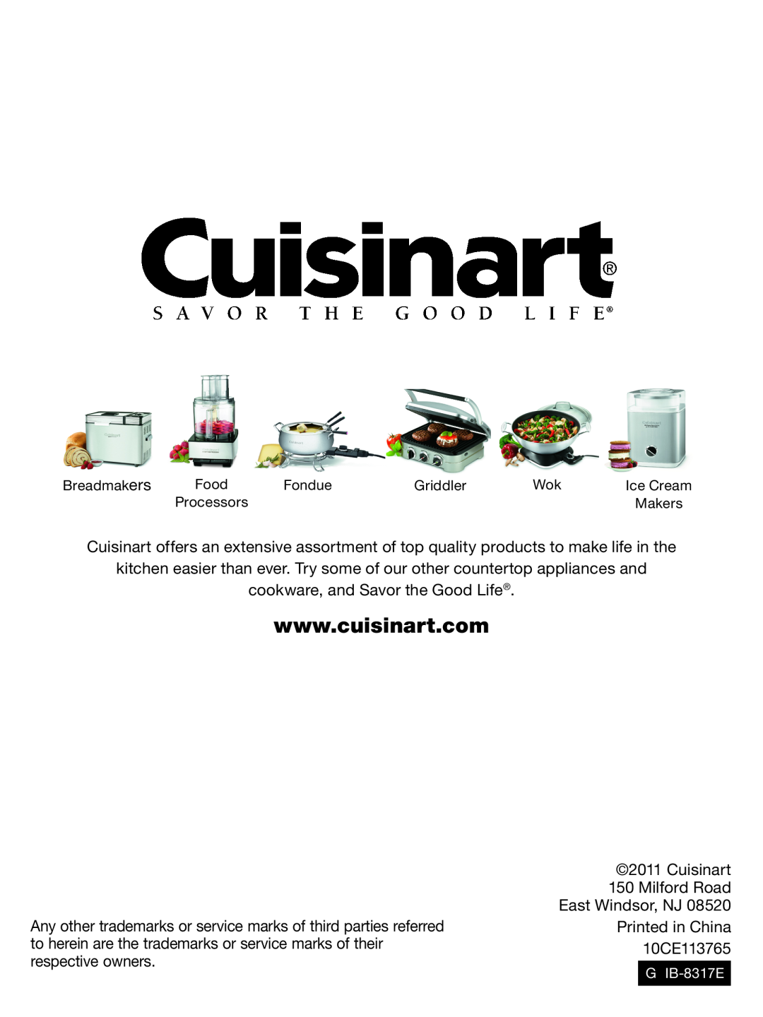 Cuisinart CWC-1600 manual cookware, and Savor the Good Life 