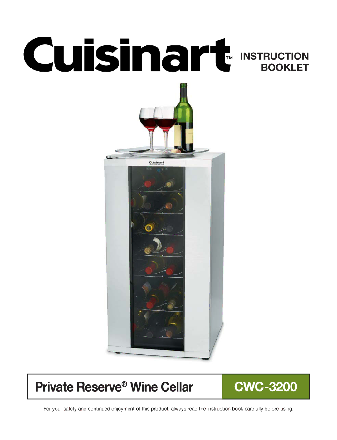 Cuisinart CWC-3200 manual Private Reserve Wine Cellar, Instruction Booklet 