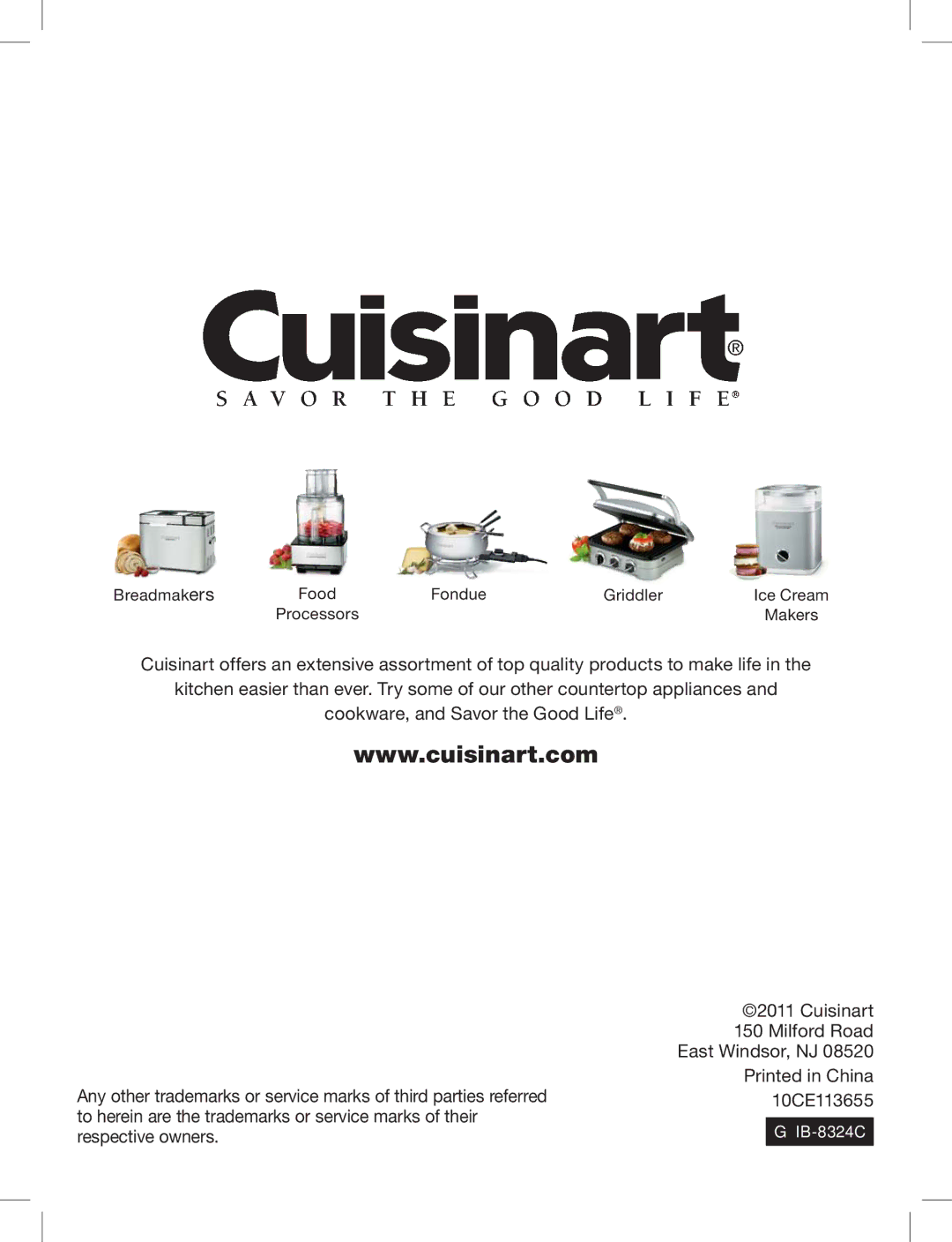 Cuisinart CWC-3200 manual IB-8324C 