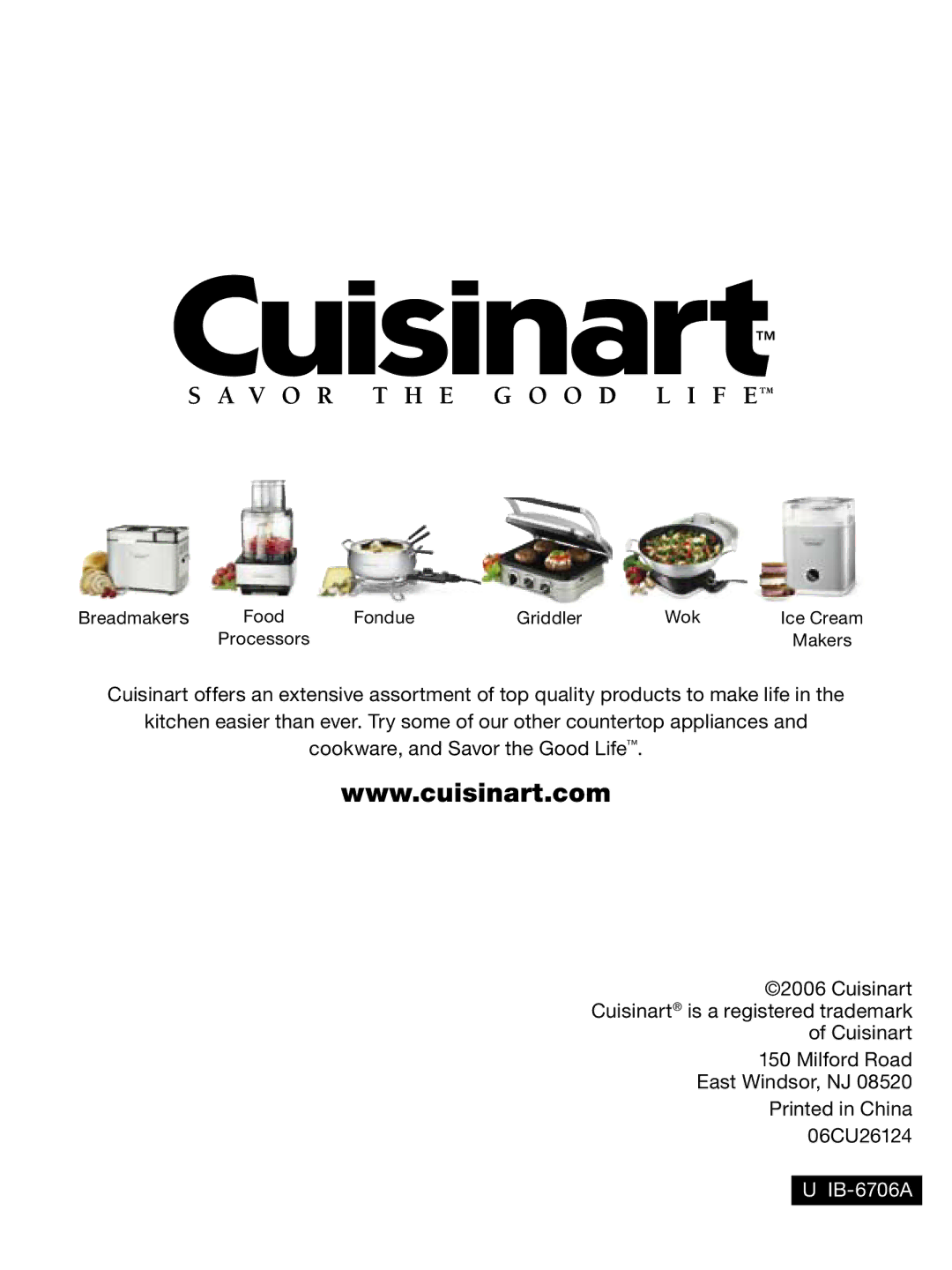 Cuisinart CWC-600 manual IB-6706A 