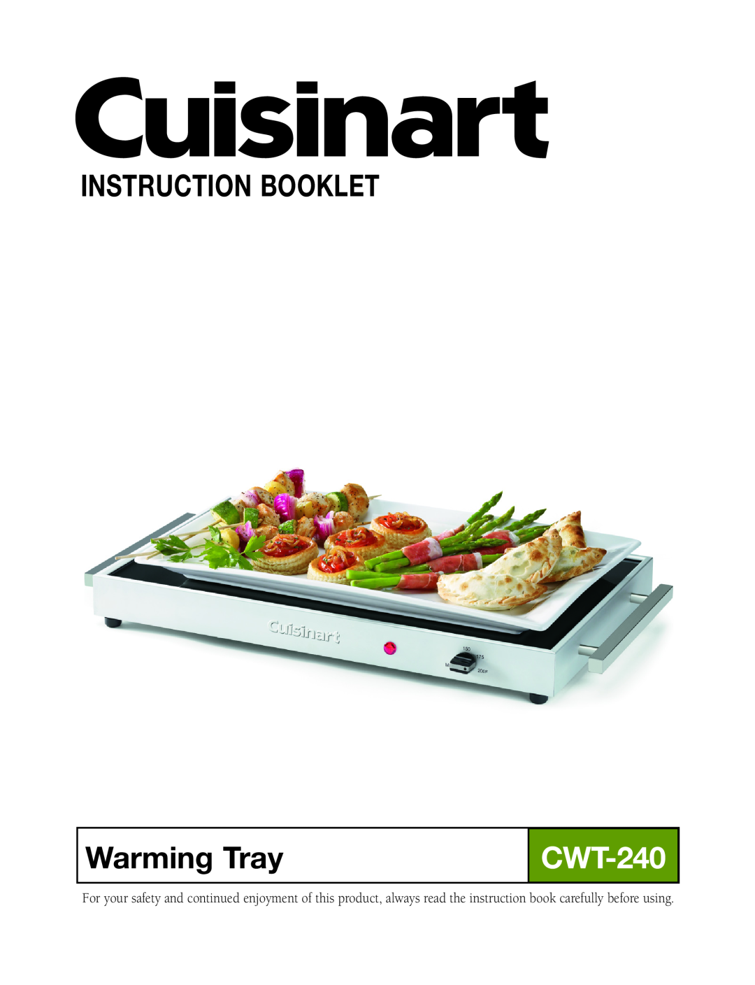 Cuisinart CWT-240 manual Instruction Booklet, Warming Tray 