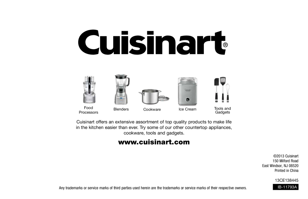 Cuisinart Cuisinart Electronic Yogurt Maker with Automatic Cooling, CYM-100 manual IB-11793A 