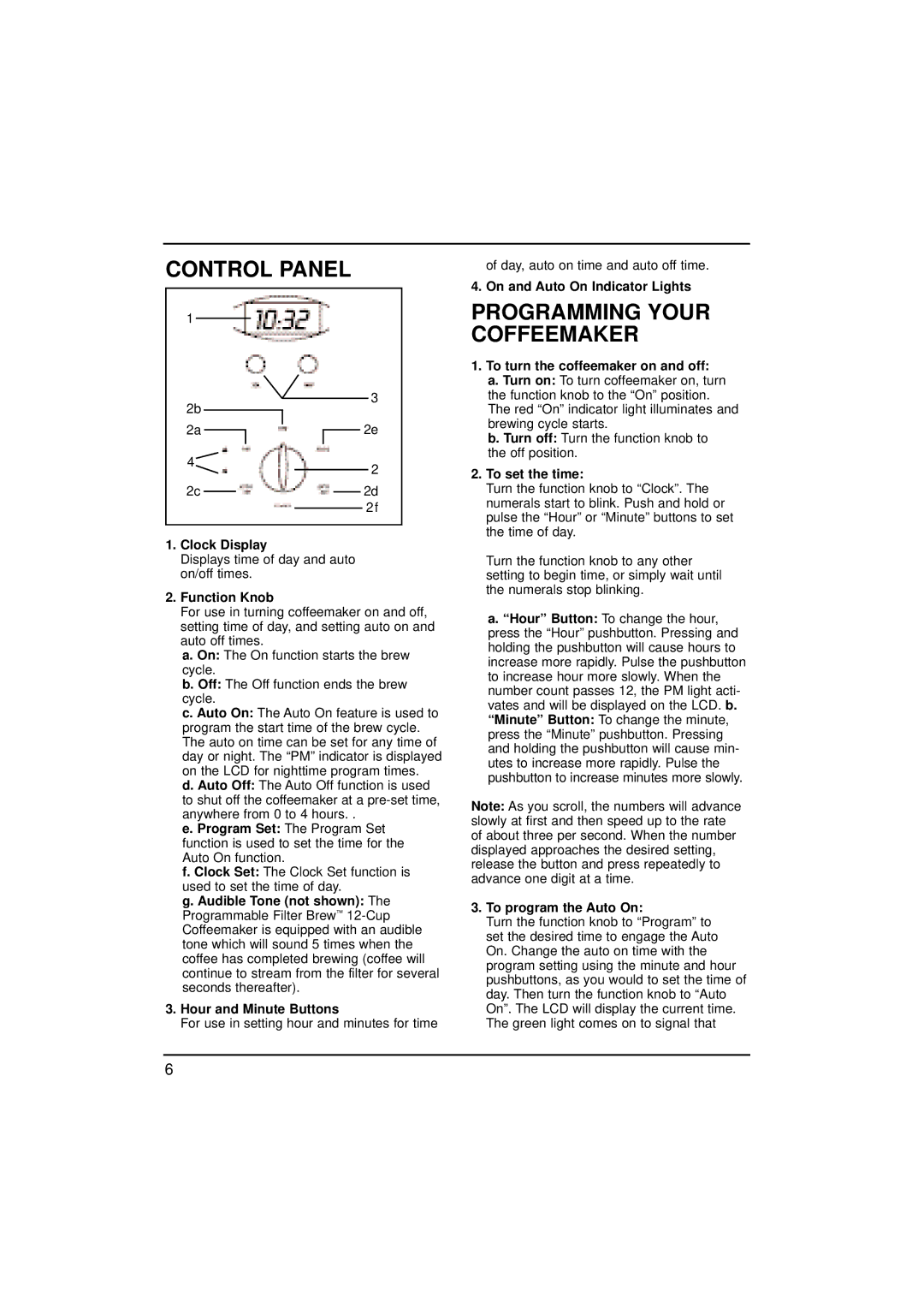 Cuisinart 73289, DCC-1000 manual Control Panel, Programming Your Coffeemaker 