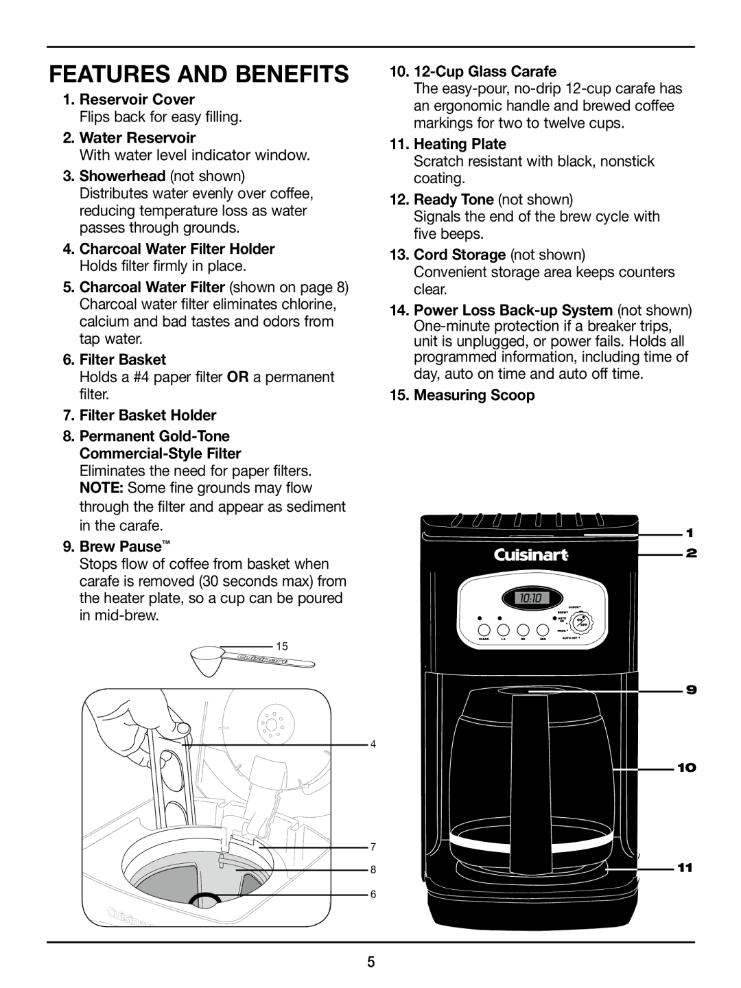 Cuisinart DCC1100BK, DCC-1100 Series manual Features and Benefits 