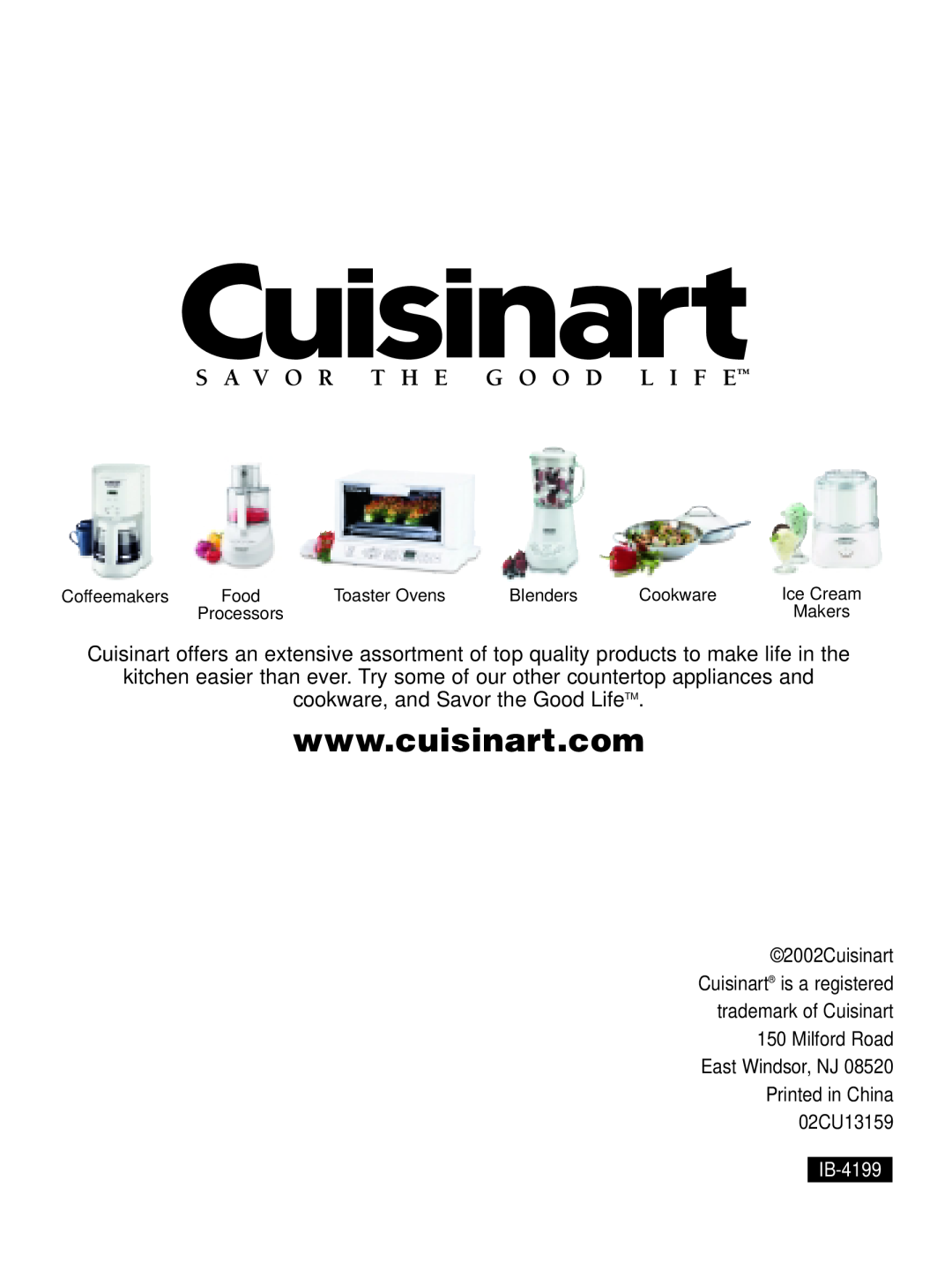 Cuisinart DCC-1200 manual cookware, and Savor the Good LifeTM 