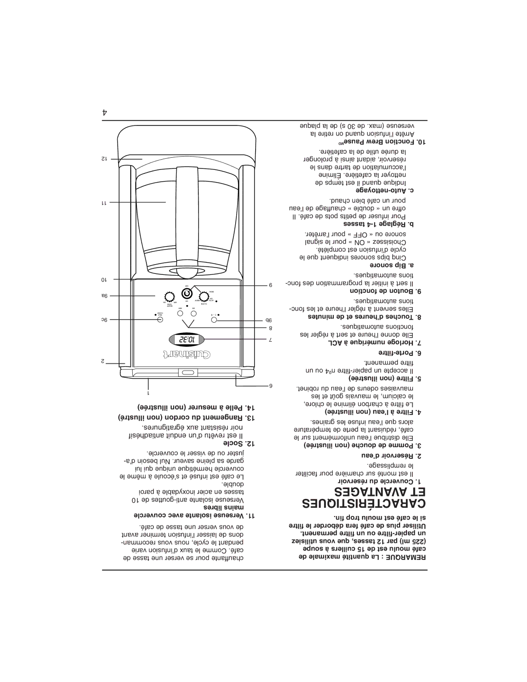 Cuisinart DCC-1400C manual Filtre-Porte, ’eau Réservoir 