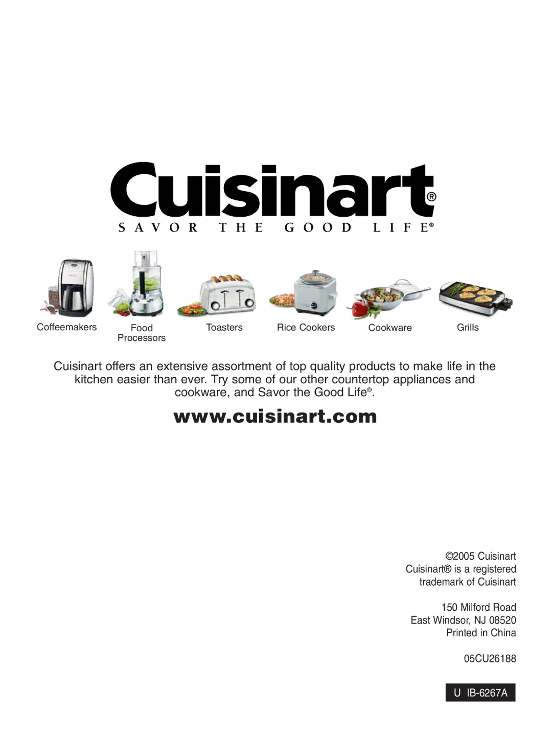 Cuisinart DCC-2200 manual IB-6267A 