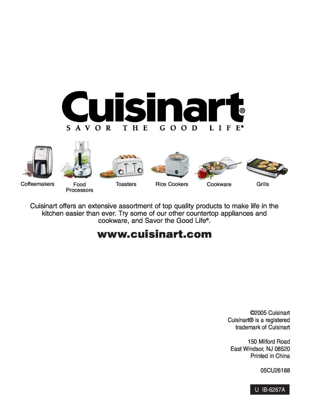 Cuisinart DCC-2200 manual cookware, and Savor the Good Life 