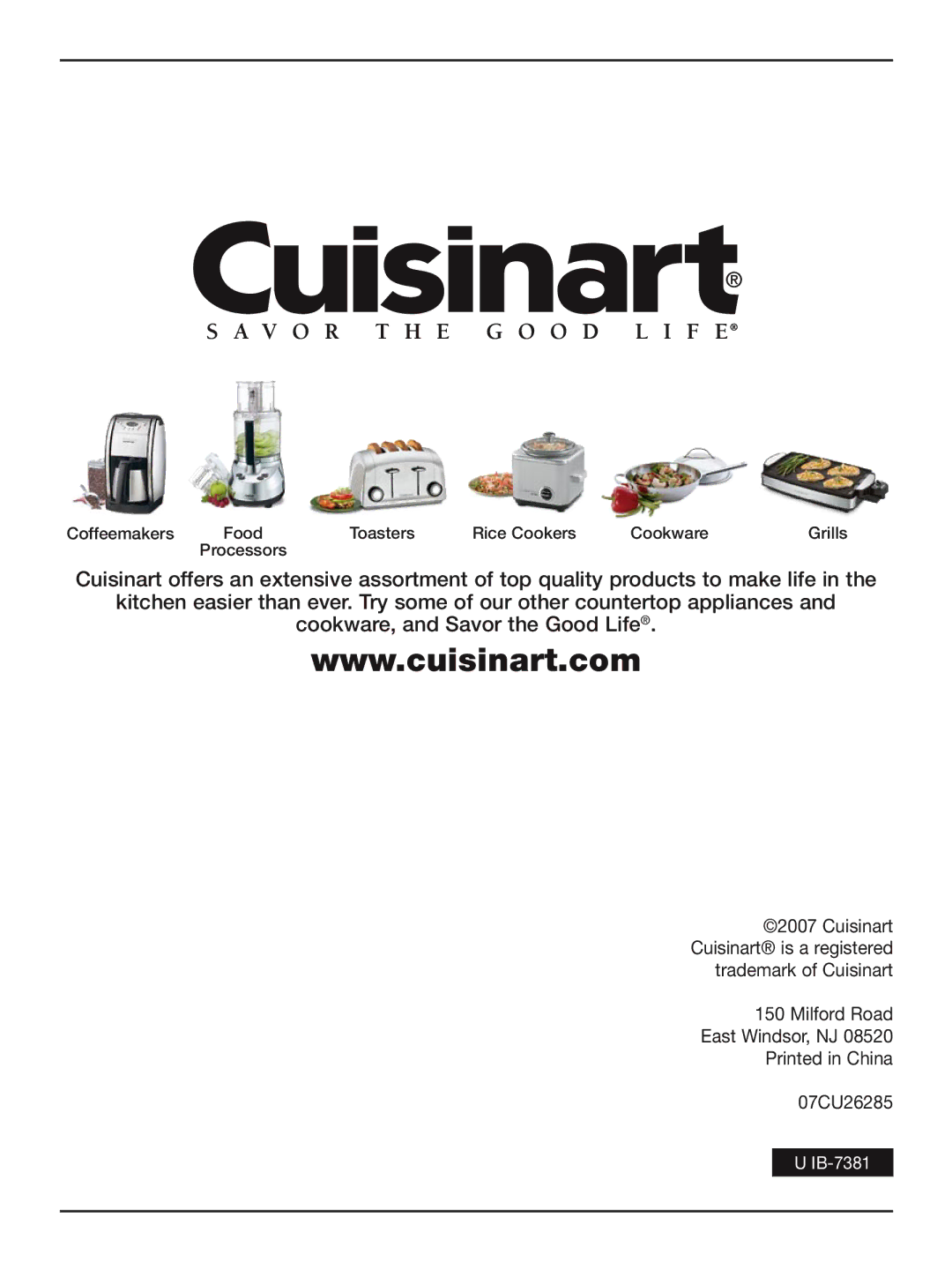 Cuisinart DCC-2400STR manual IB-7381 