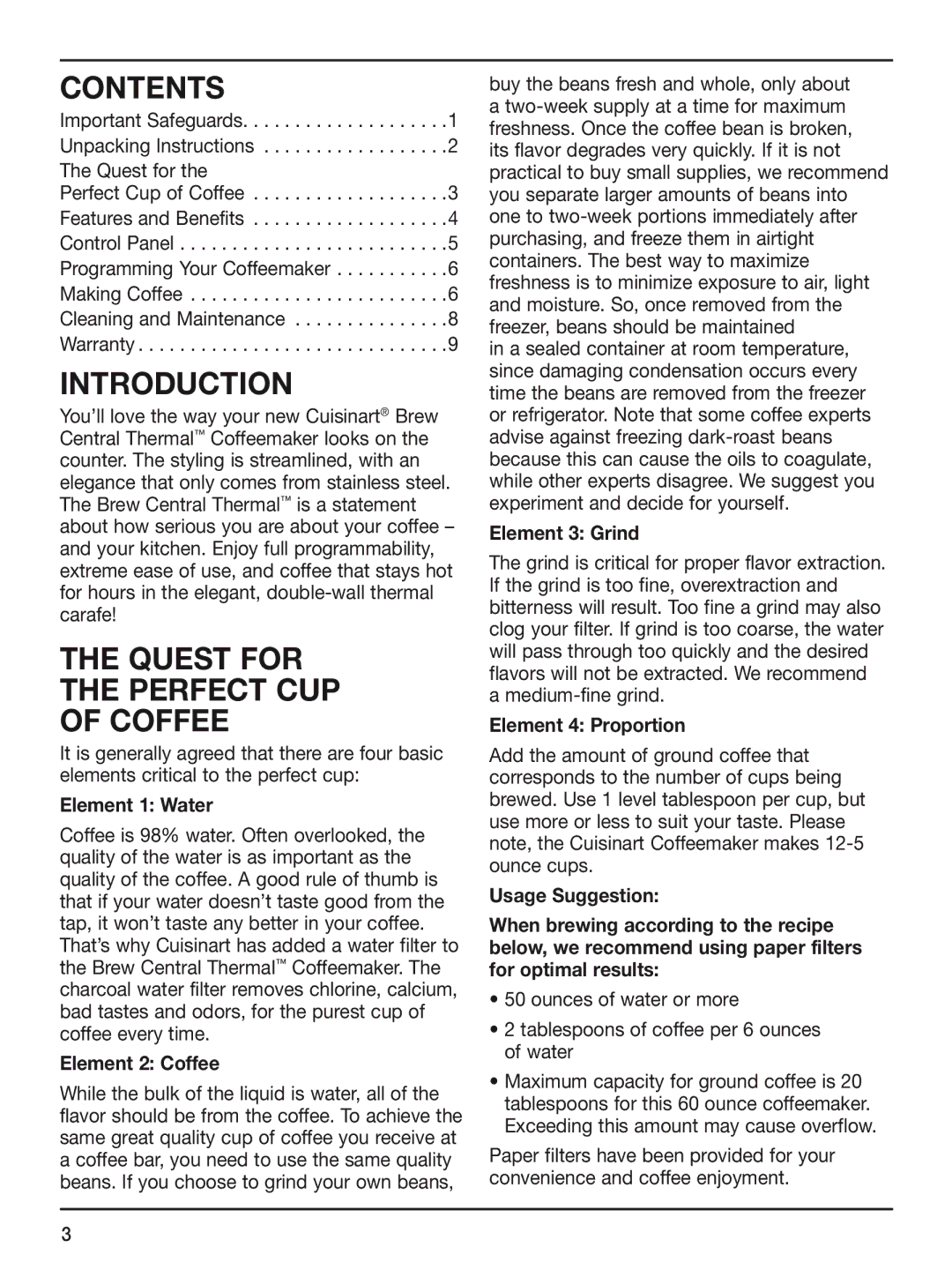 Cuisinart DCC-2400STR manual Contents 