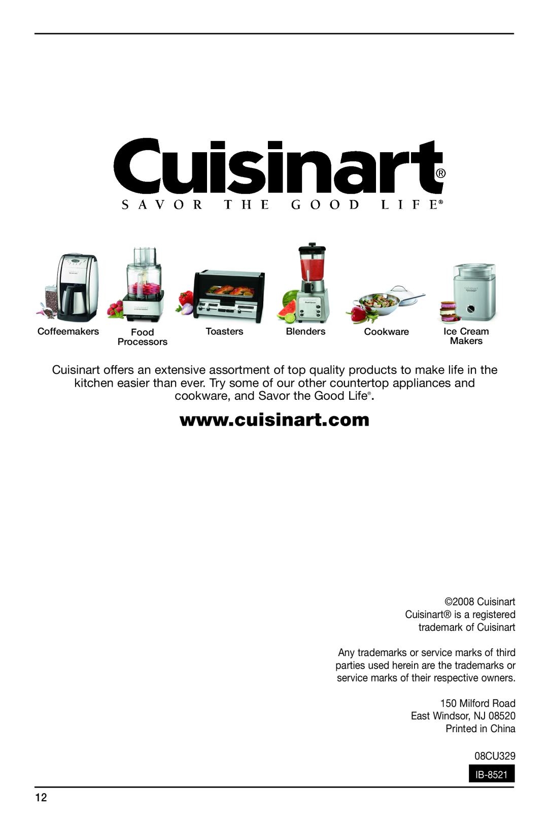 Cuisinart DCC-2700 manual cookware, and Savor the Good Life 