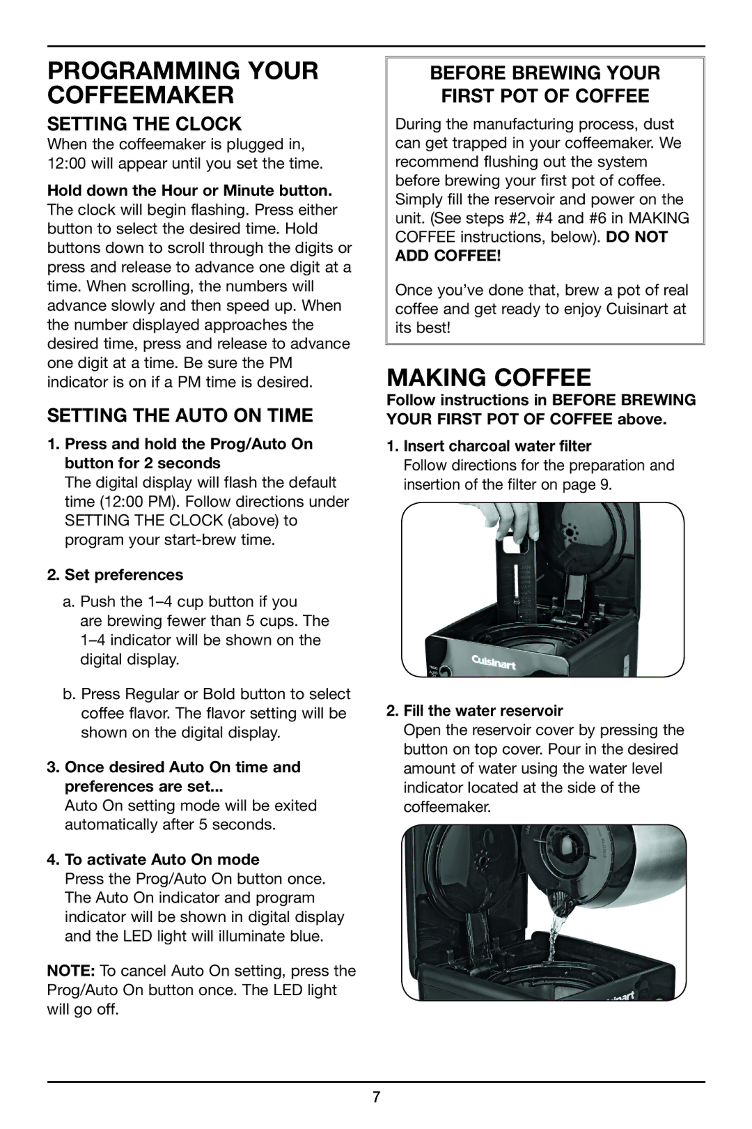 Cuisinart DCC-2900 manual Programming Your Coffeemaker, Making Coffee 