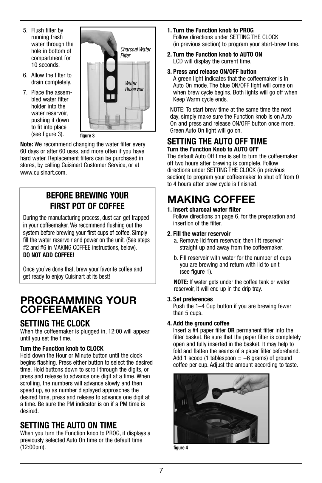 Cuisinart DCC-3000 manual Programming Your Coffeemaker, Making Coffee 