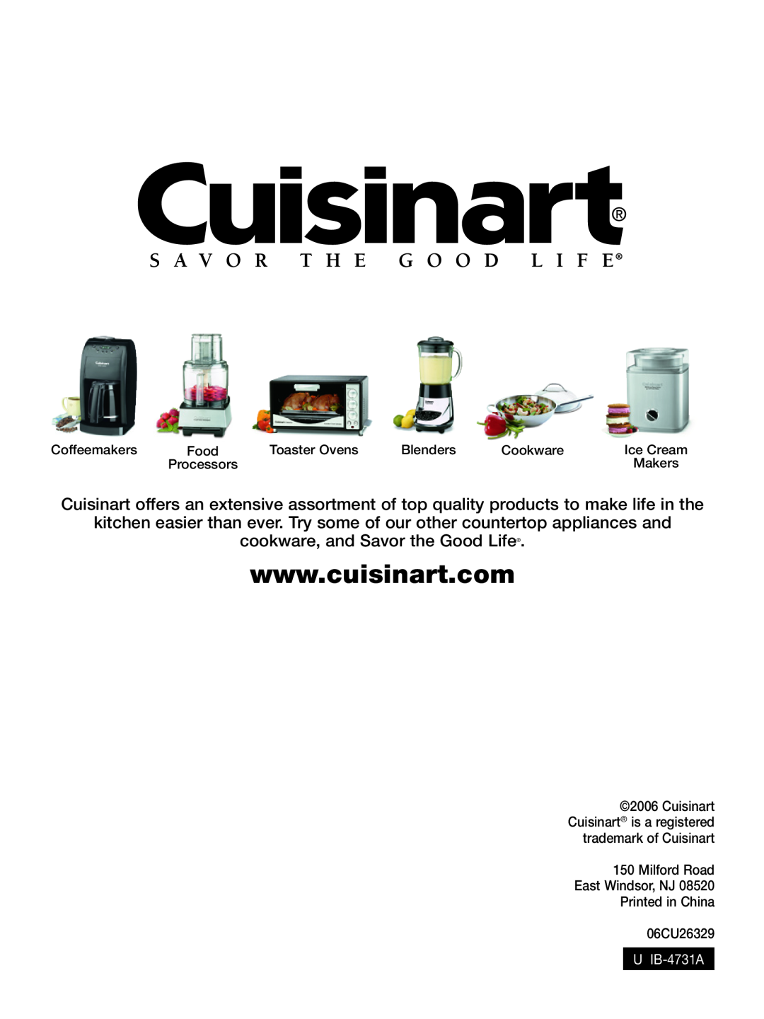 Cuisinart DCC-450BK manual cookware, and Savor the Good Life 