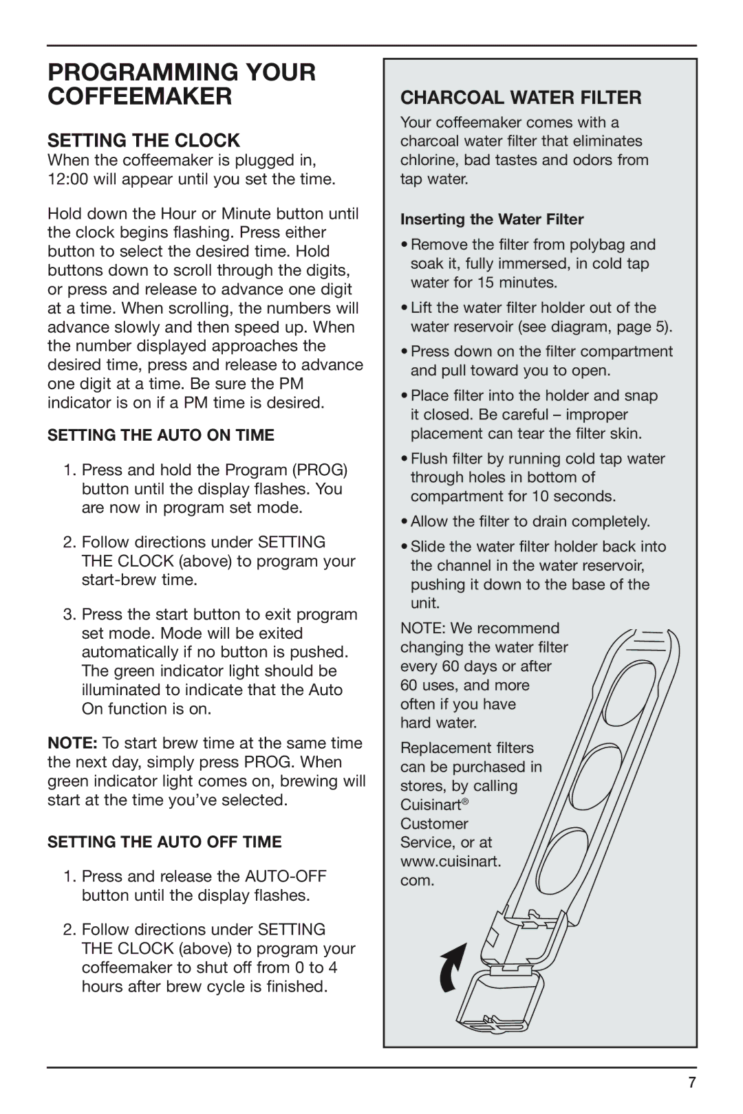 Cuisinart DCC-750 manual Programming Your Coffeemaker, Setting the Clock 