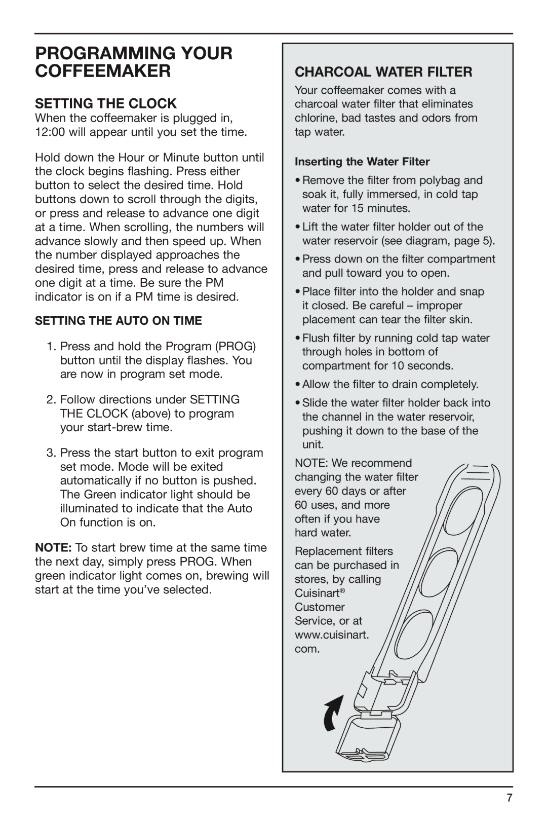 Cuisinart DCC-755 manual Programming Your Coffeemaker, Setting the Clock 