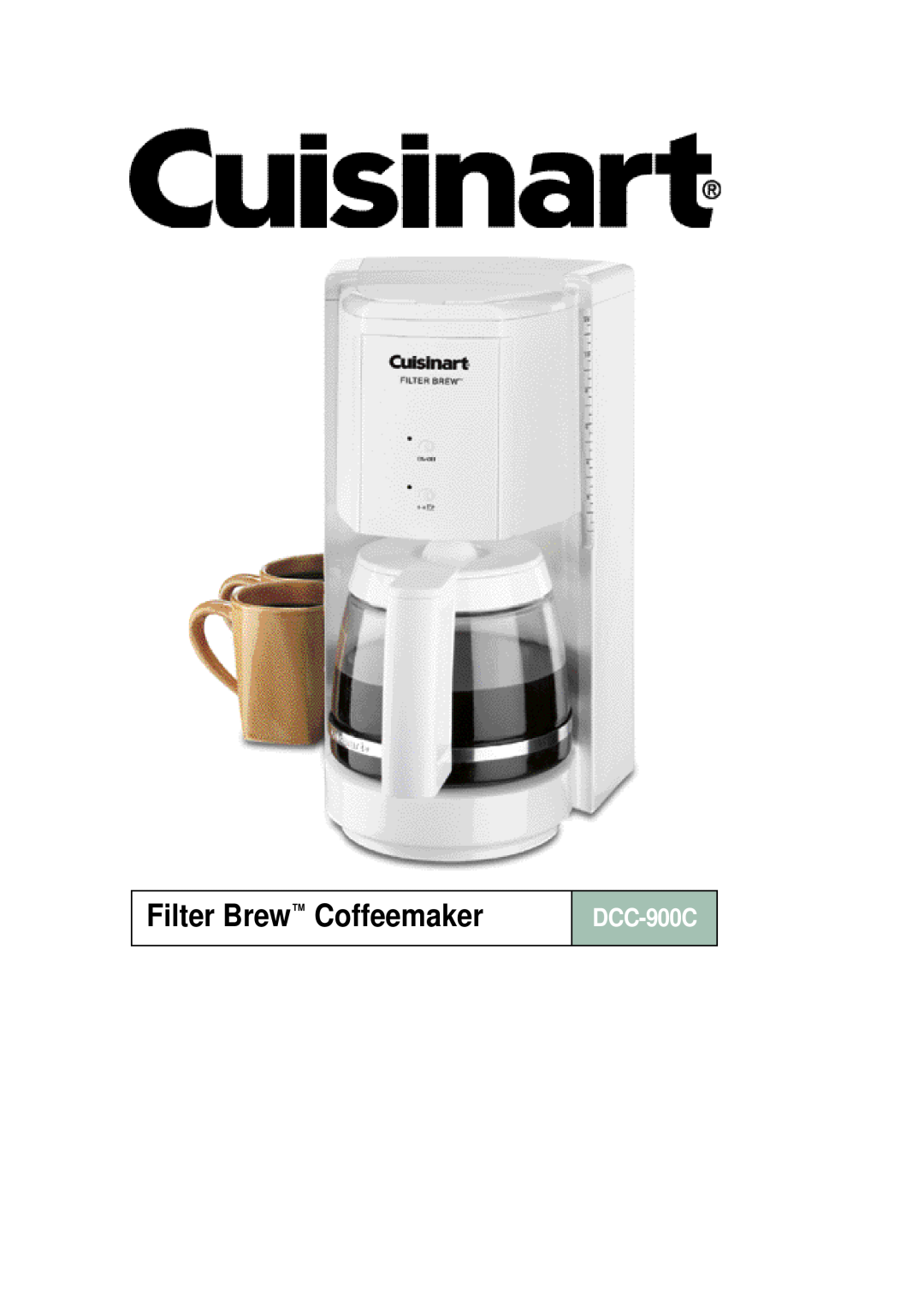 Cuisinart DCC-900C manual Filter Brew Coffeemaker 