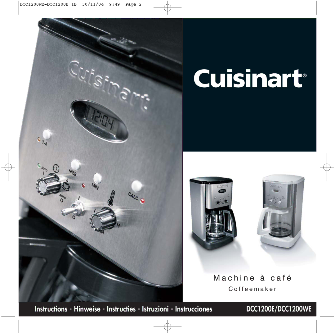 Cuisinart DCC1200WE, DCC1200E manual C h i n e à c a f é 