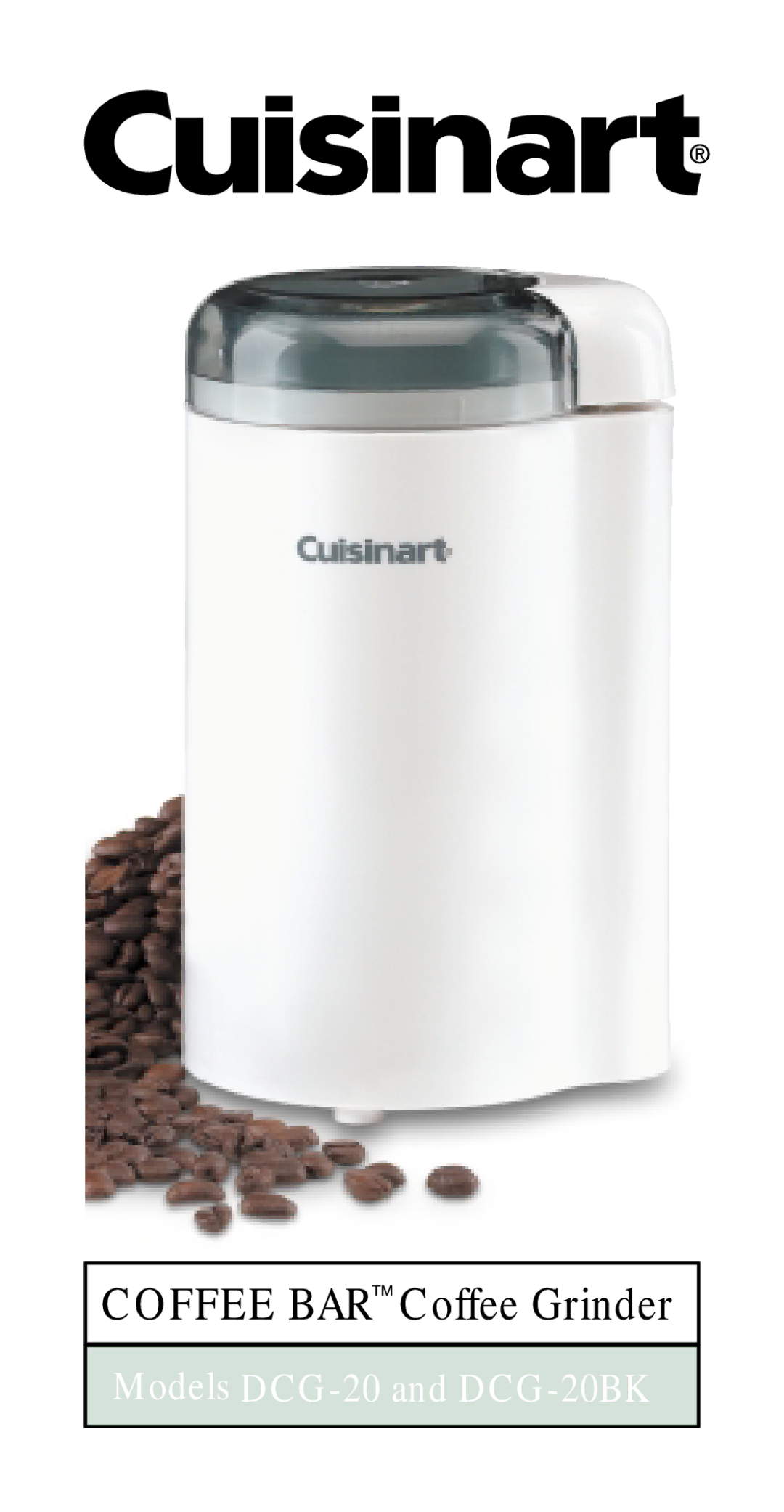 Cuisinart DCG-20BKN manual Coffee BAR Coffee Grinder 