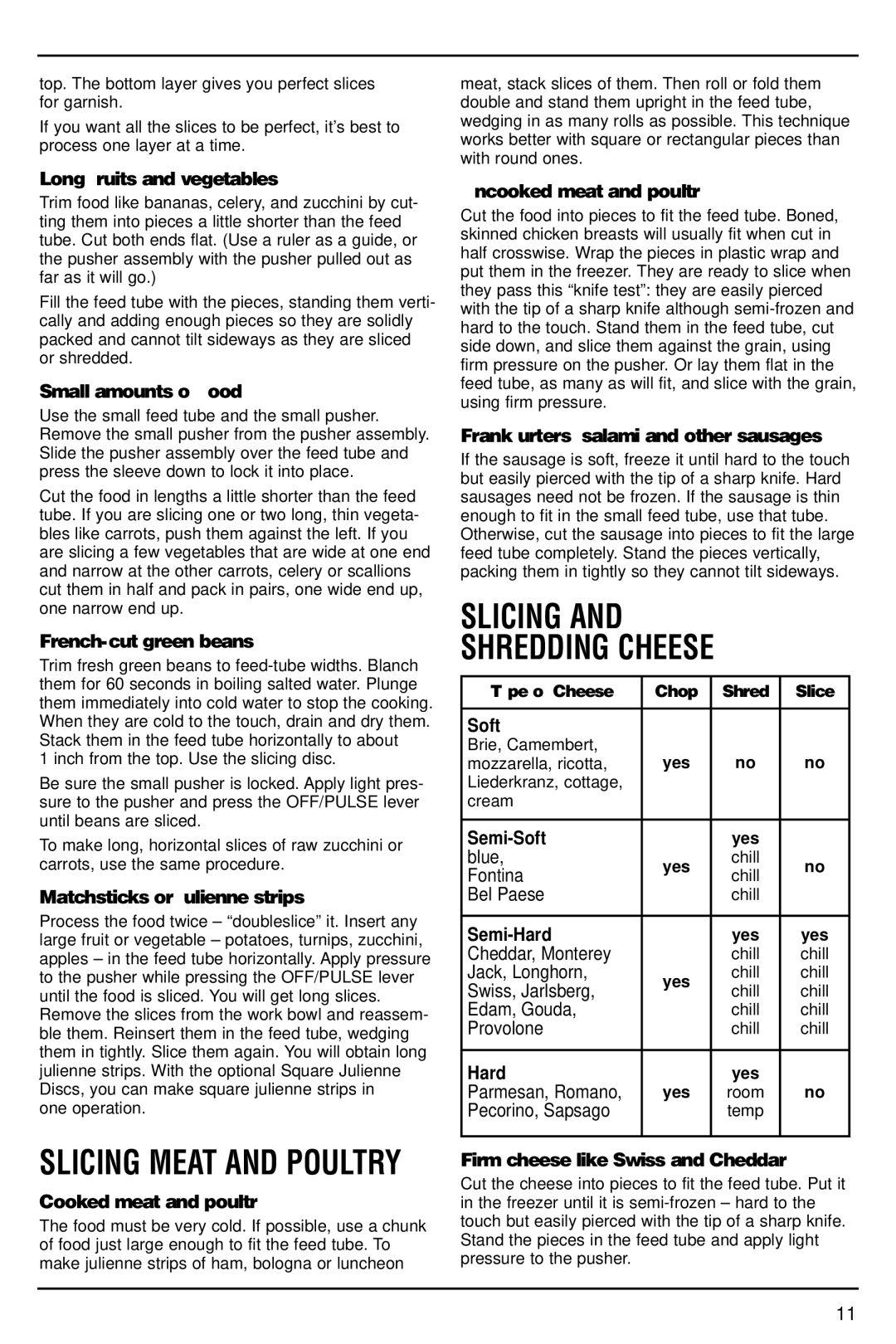 Cuisinart DFP-14N manual Slicing Shredding Cheese 