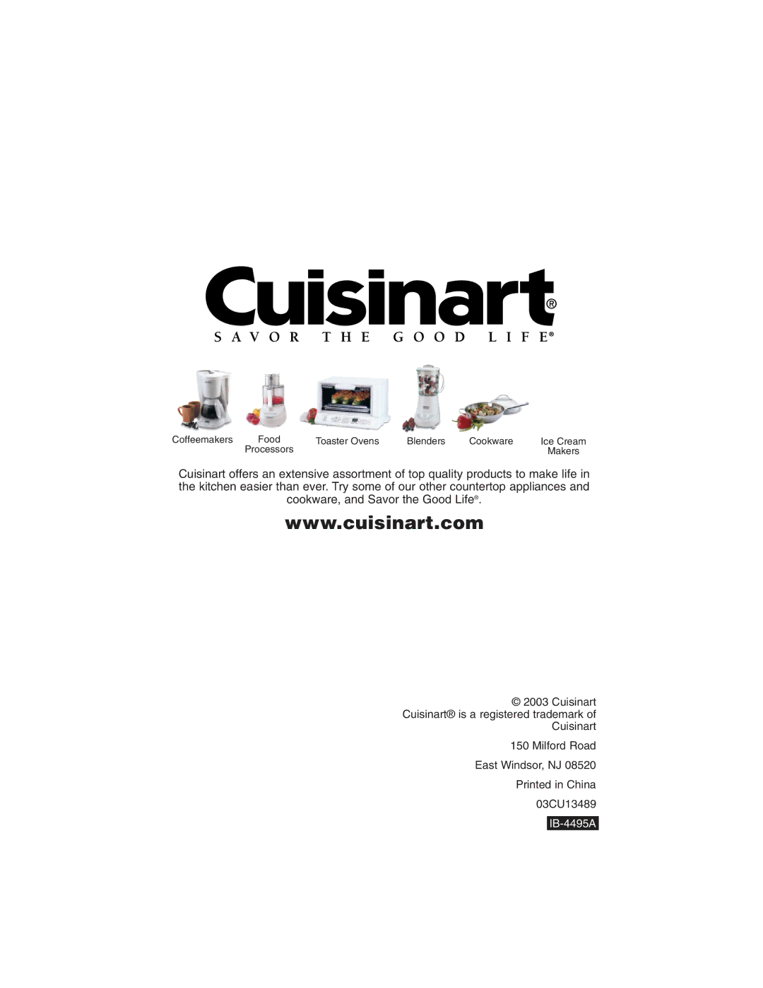 Cuisinart DFP-3 manual IB-4495A 