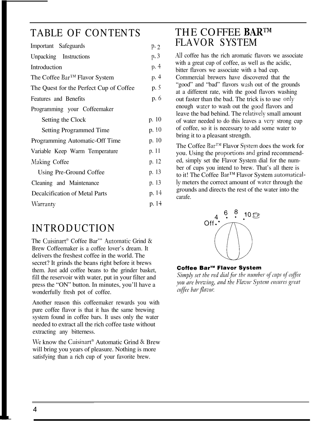 Cuisinart DGB-300 manual Table of Contents 