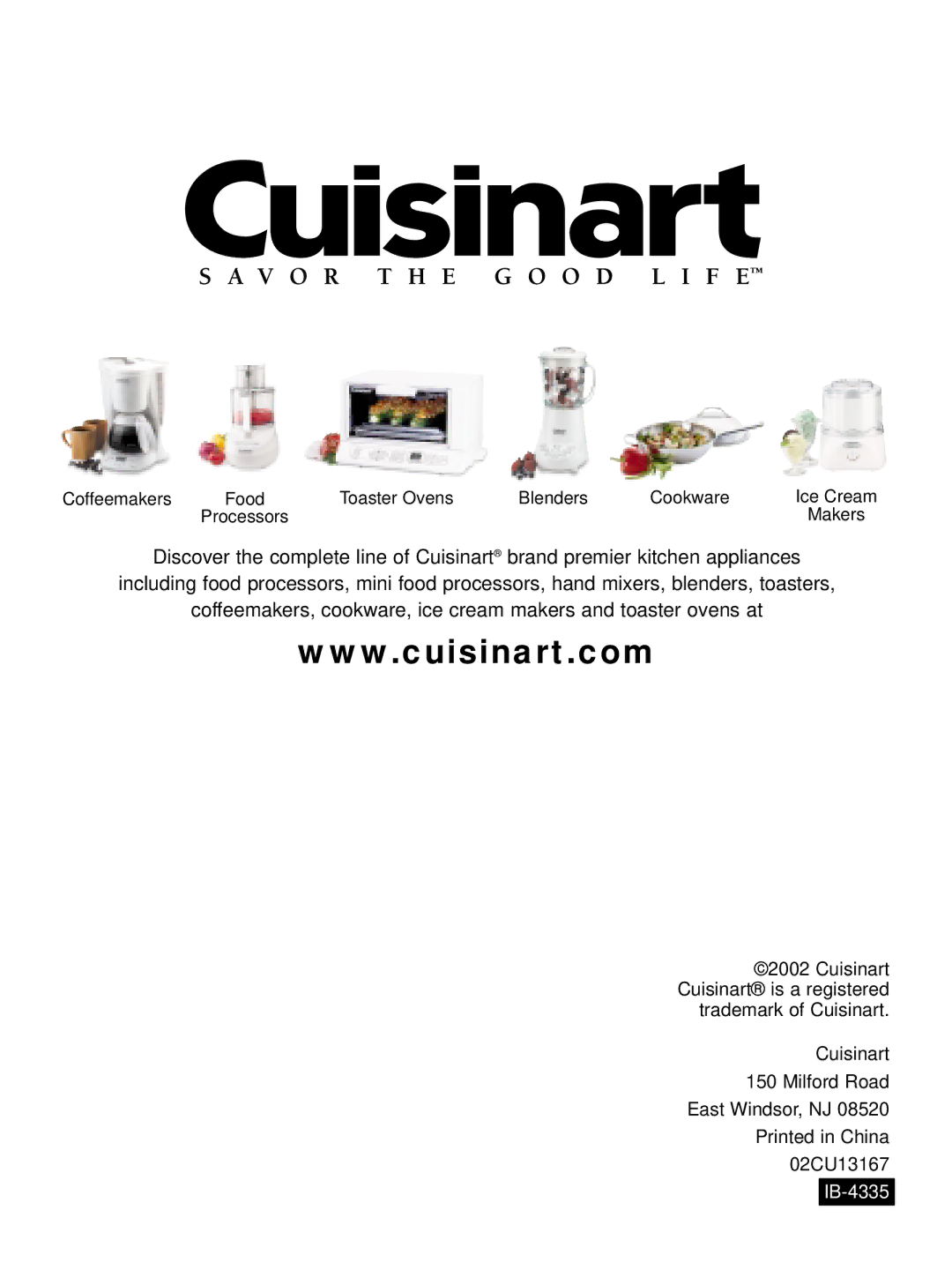 Cuisinart DGB-500 manual IB-4335 