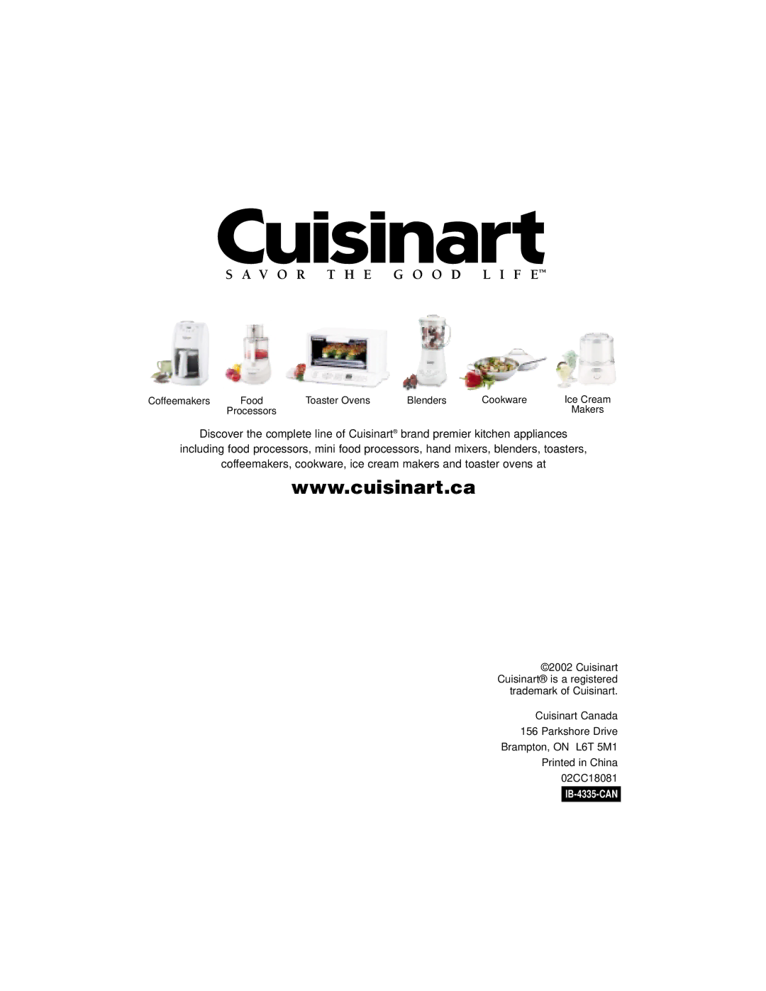 Cuisinart DGB-500C manual IB-4335-CAN 