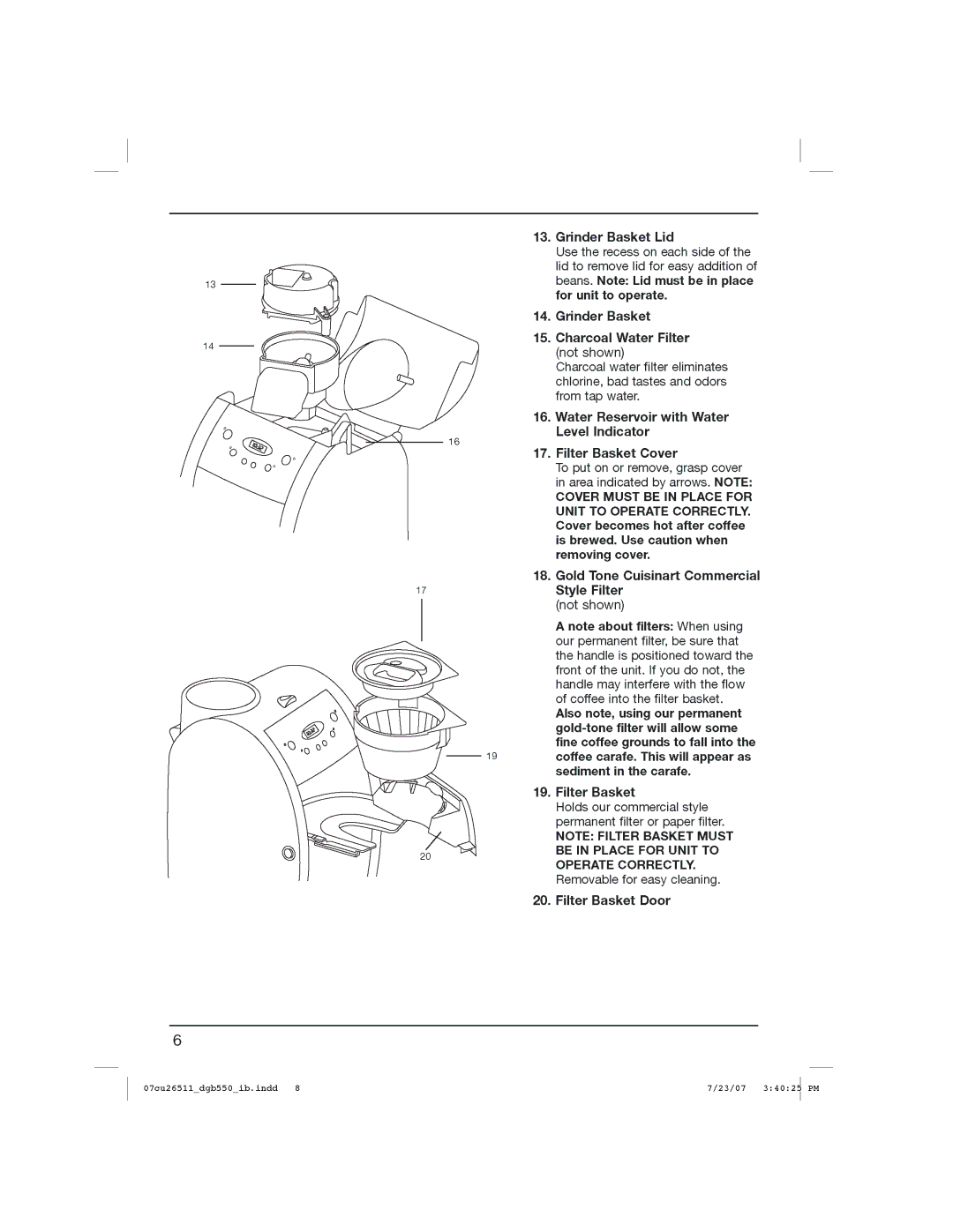 Cuisinart DGB550BK, DGB-550 Series manual 