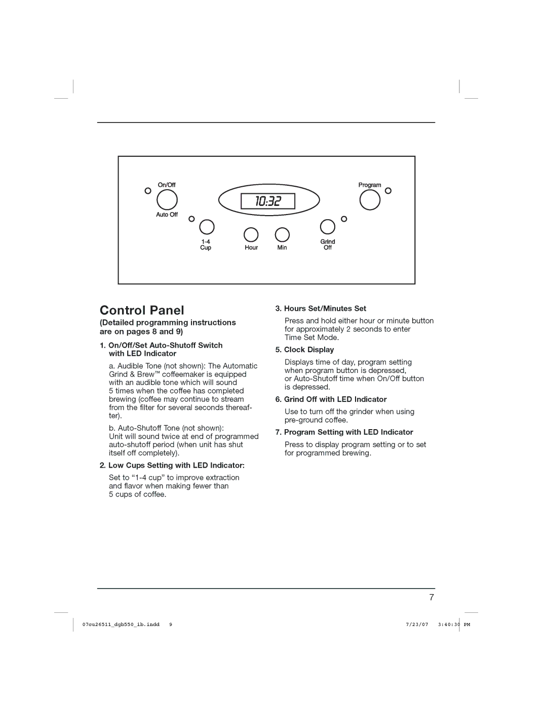 Cuisinart DGB-550 Series, DGB550BK manual 