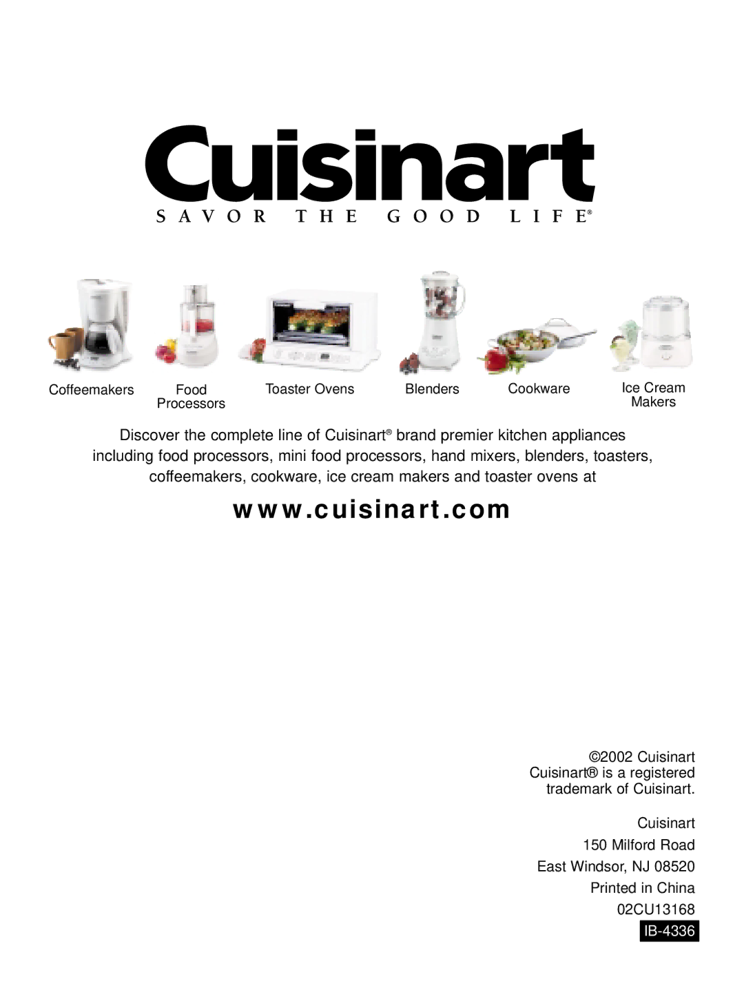 Cuisinart DGB-600 manual IB-4336 