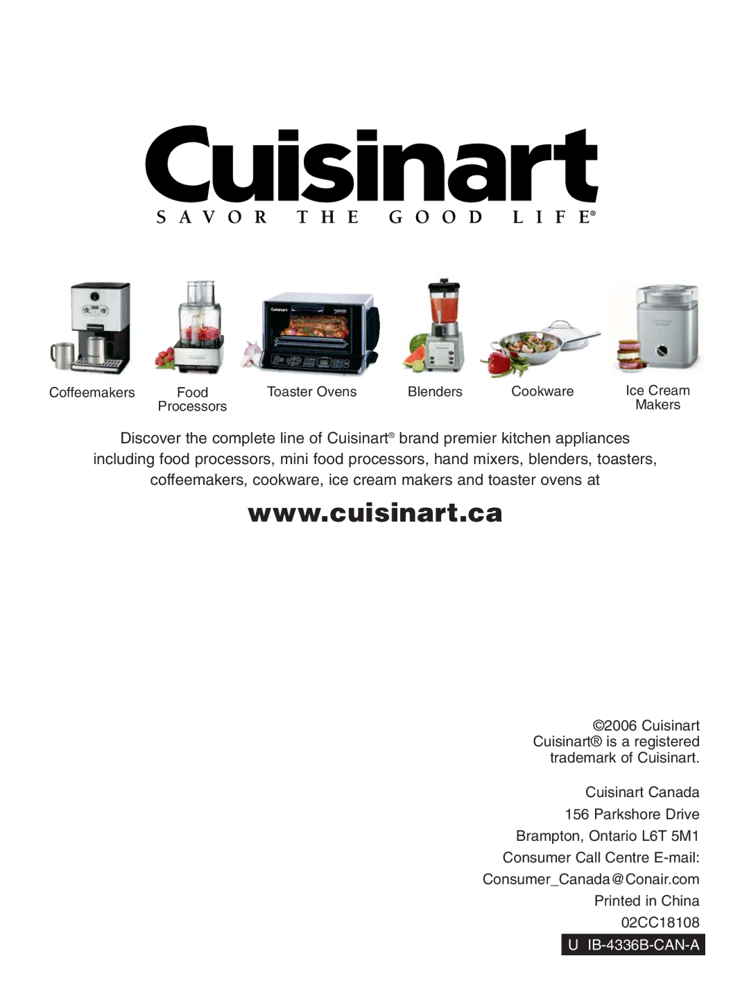 Cuisinart DGB-600BCC manual IB-4336B-CAN-A 