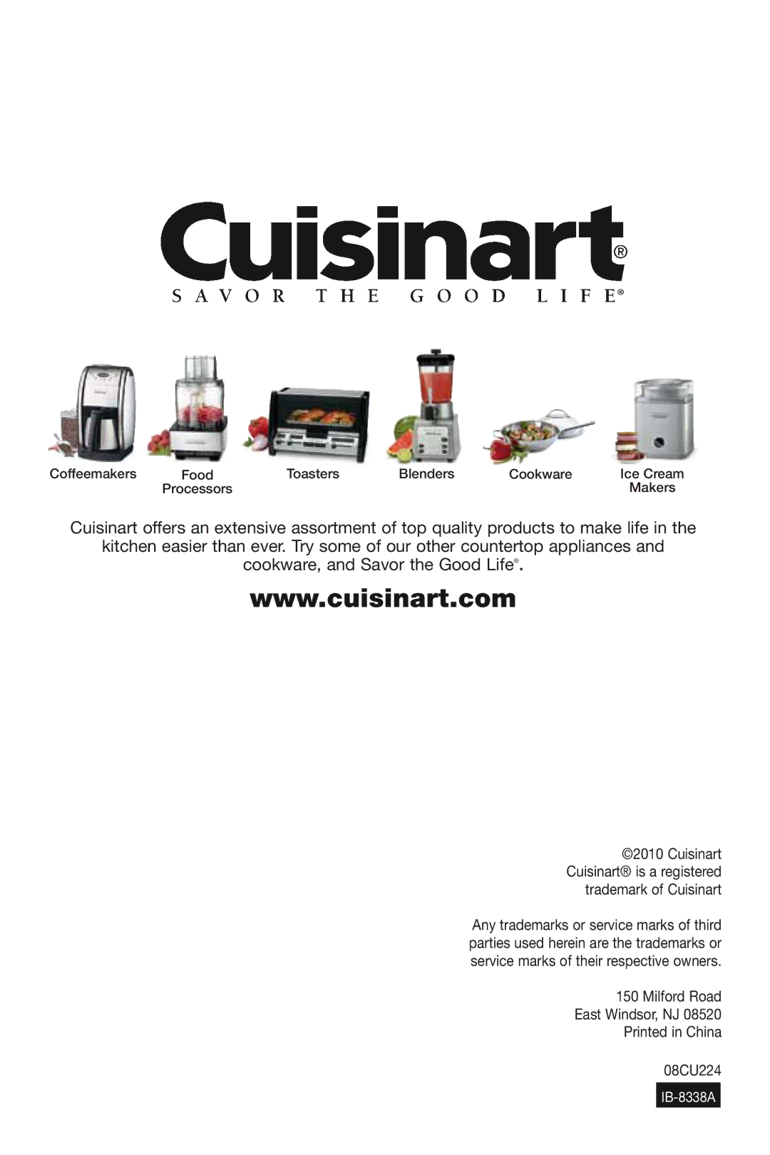 Cuisinart DGB-625BC manual IB-8338A 