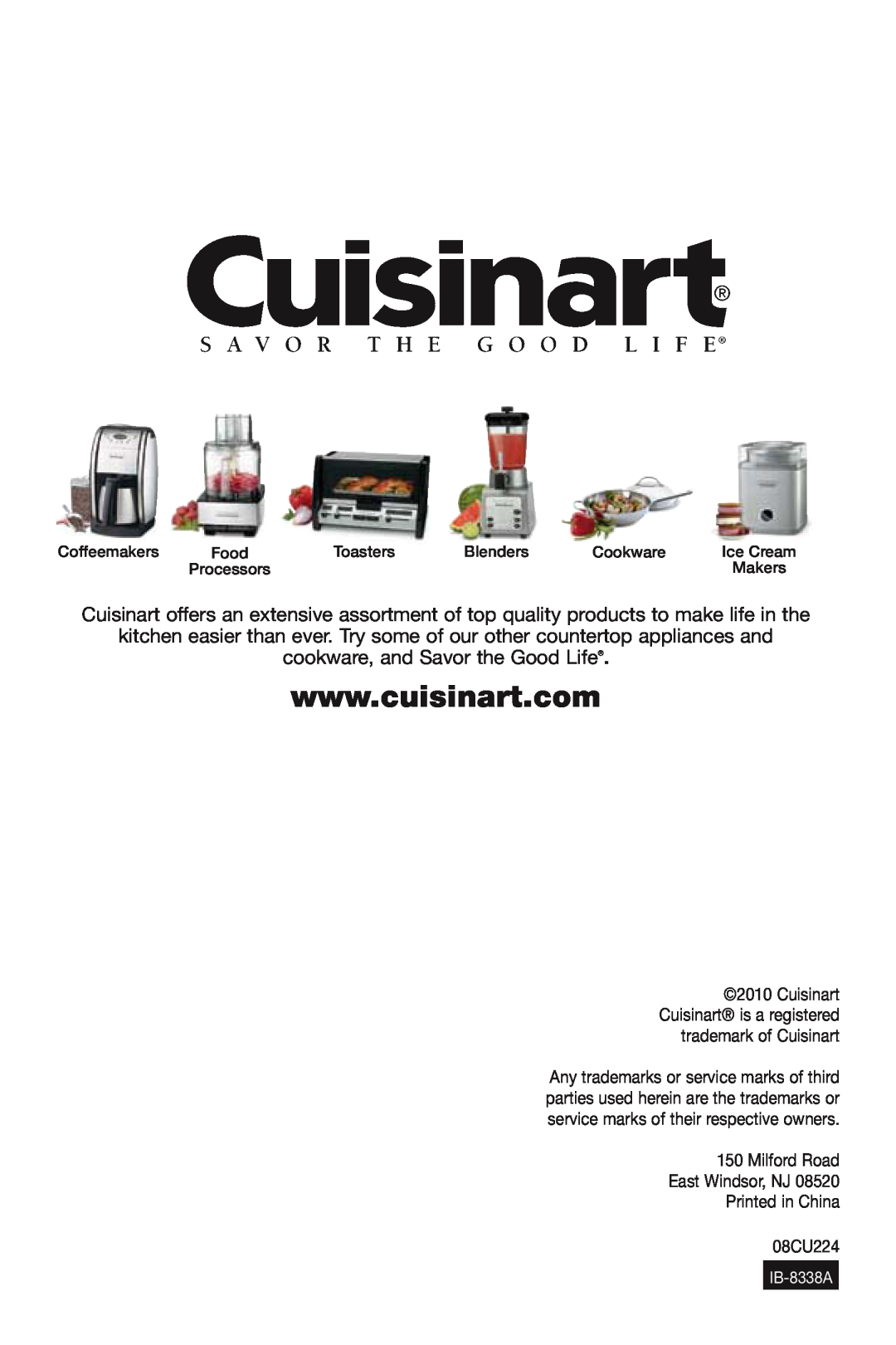 Cuisinart DGB-625BC manual cookware, and Savor the Good Life 