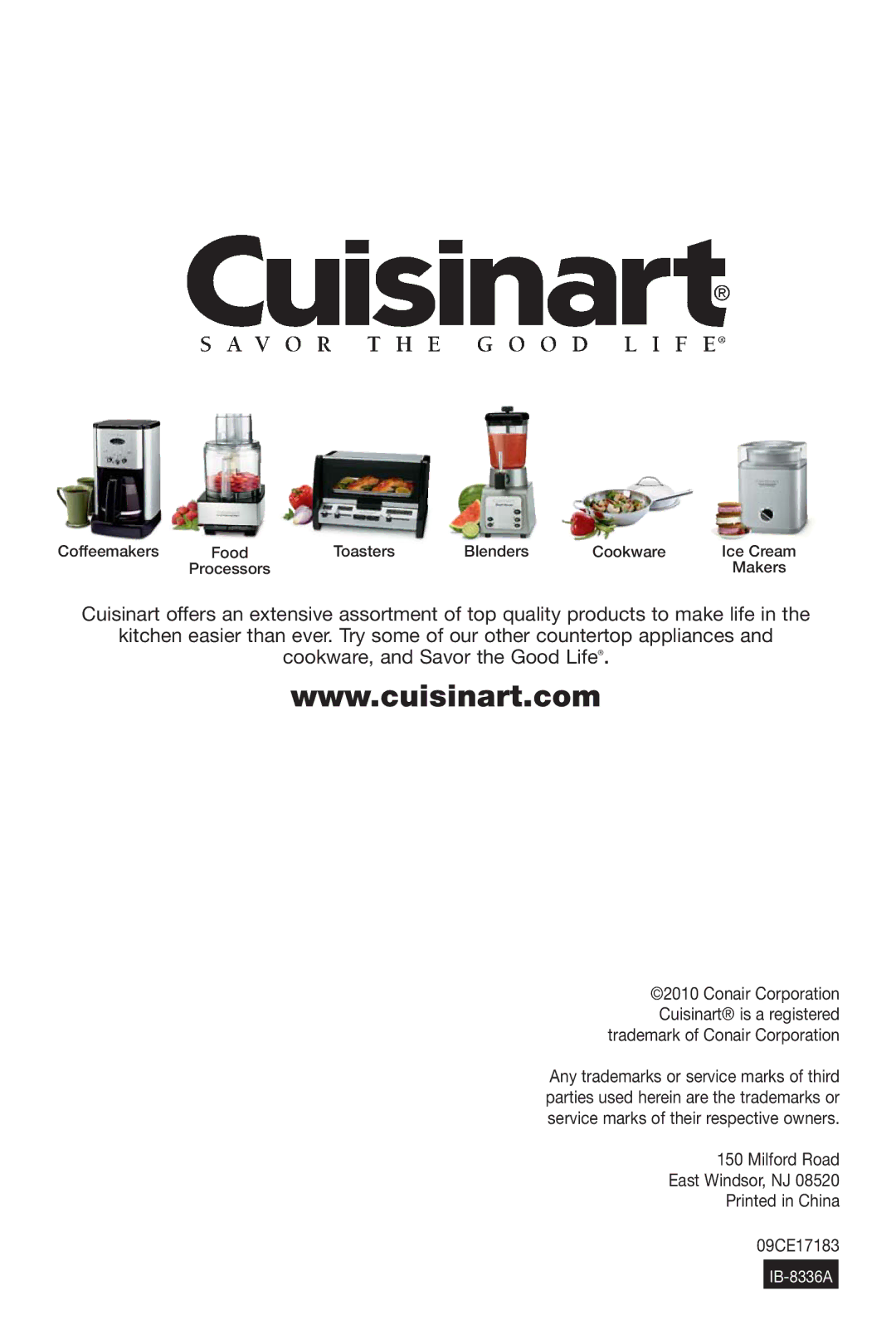 Cuisinart DGB-650BC manual IB-8336A 