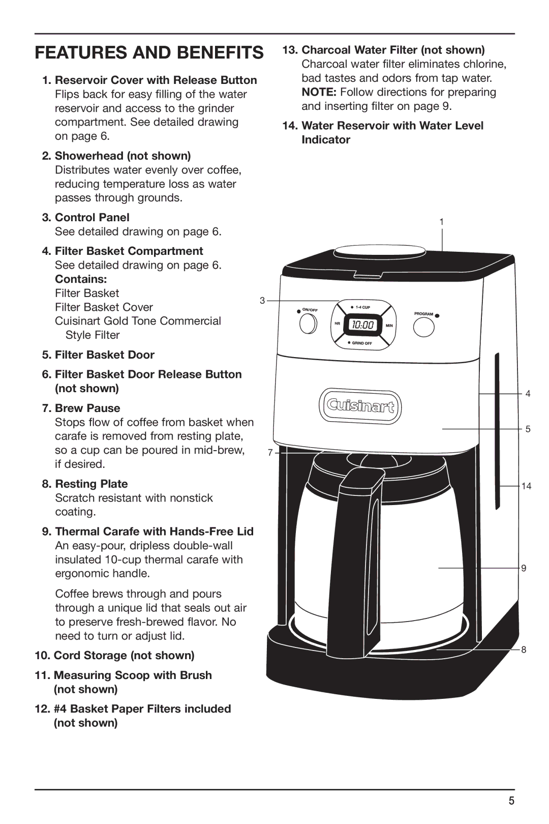 Cuisinart DGB-650BC manual Features and Benefits, Resting Plate 