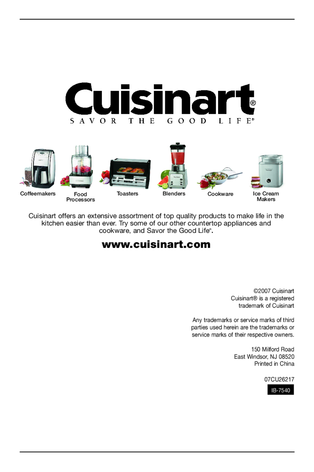 Cuisinart DGB-700BC, 274399 manual IB-7540 